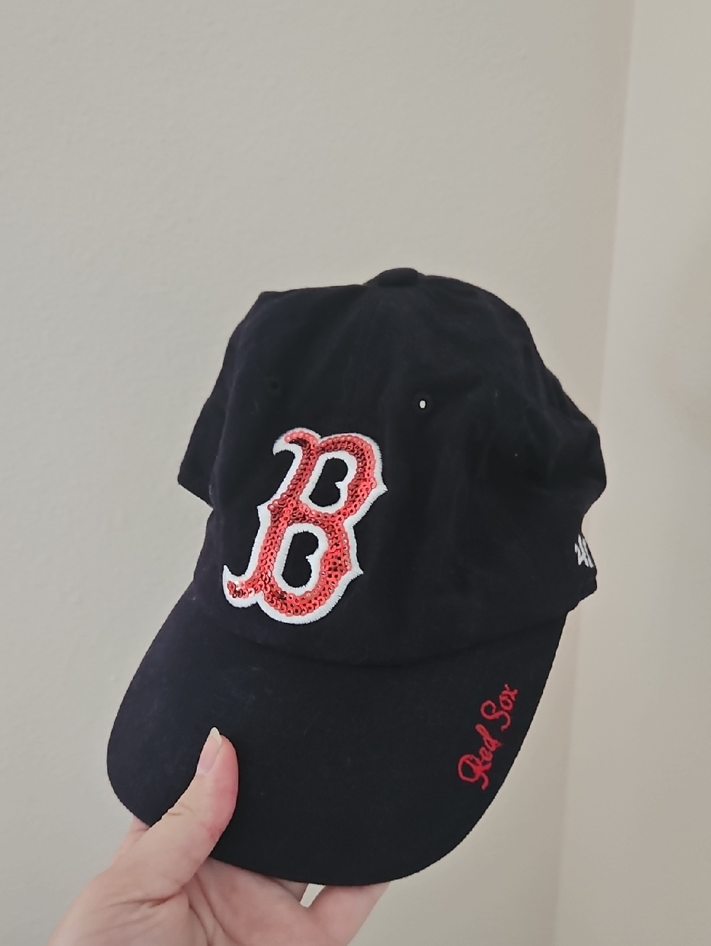Black Boston Red Sox Sequin B Logo Cap